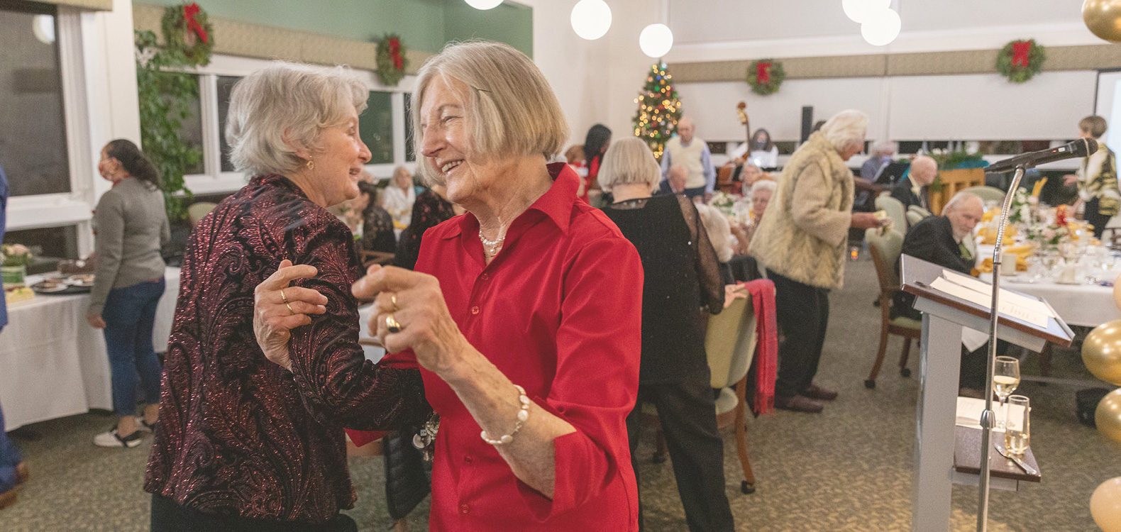 seniors dancing at holiday party