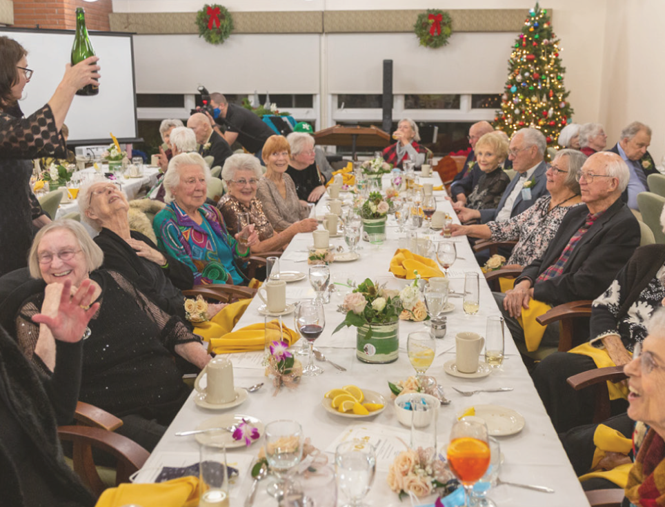 group of seniors at christmas event