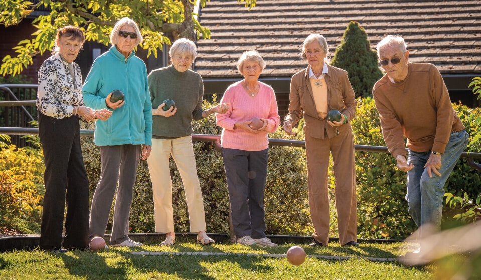 seniors playing boccee ball