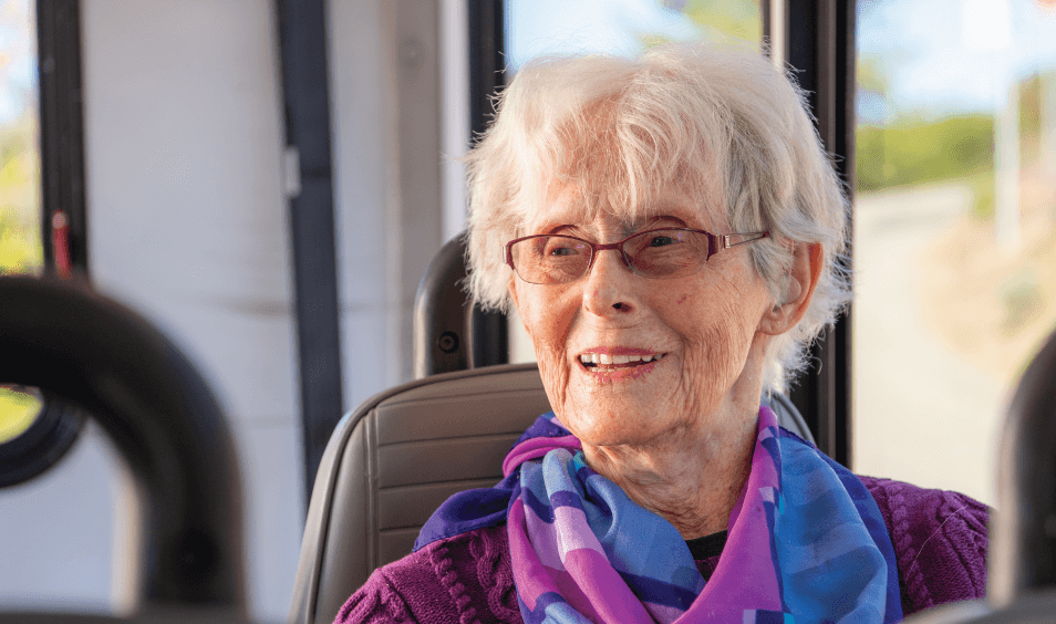 Senior woman on bus